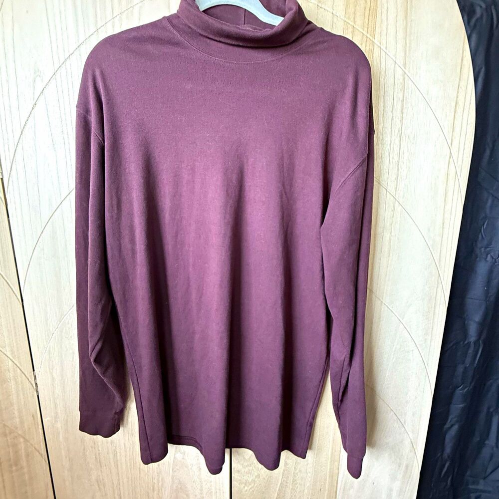 Vintage 90s LL Bean XL Tall Plum Turtleneck Shirt Gorpcore Dark Academia Top⁠